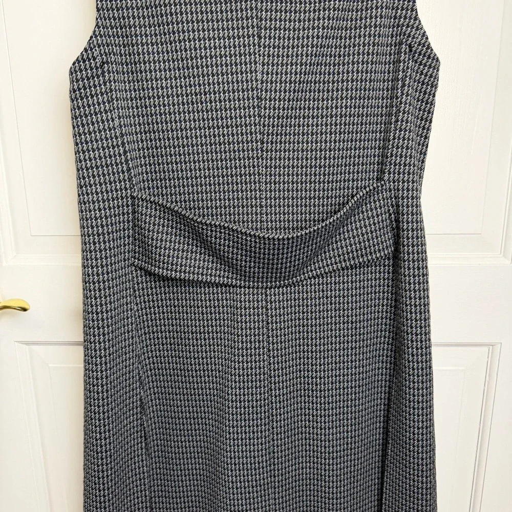 Lysse‎ New York Sleeveless Moto Houndstooth Ponte Dress Navy Black Size Med